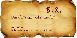 Berényi Kázmér névjegykártya
